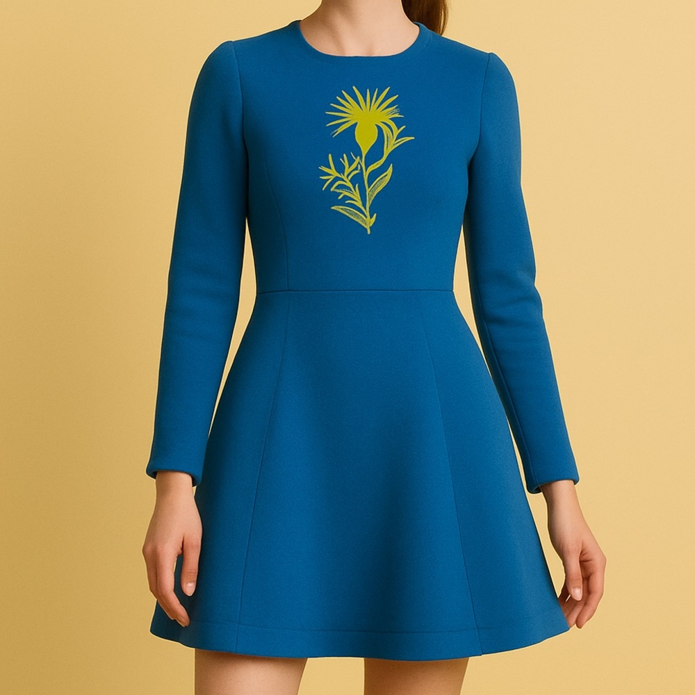 🆕 Cynthia Rowley Electric Blue Floral Embroidered SPACER Dress Size 6 - Picture 1 of 13